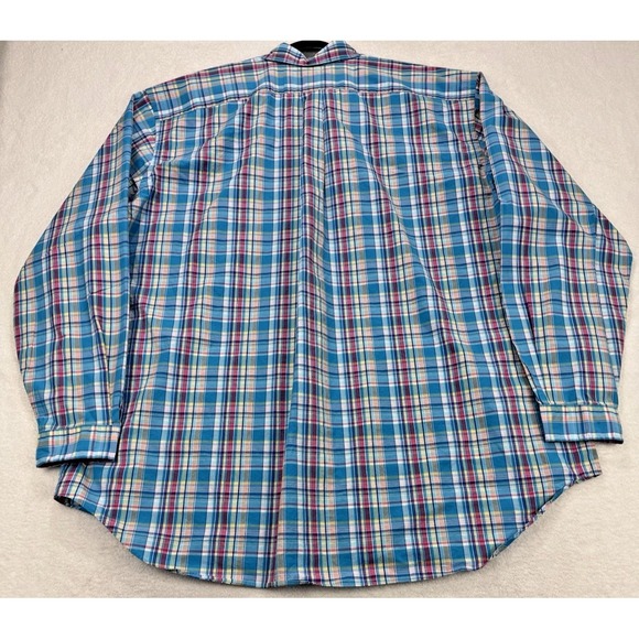Ralph Lauren Button Down Shirt Men 3XLT Turquoise Pink Plaid Lightweight - Picture 2 of 9